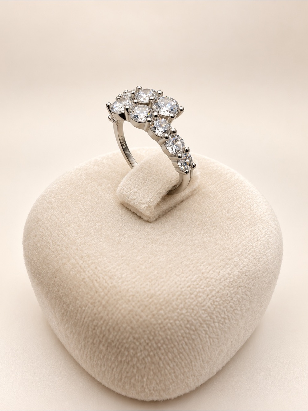 MODIAN 925 Sterling Silver Round CZ Statement Ring – Size 7 or 8